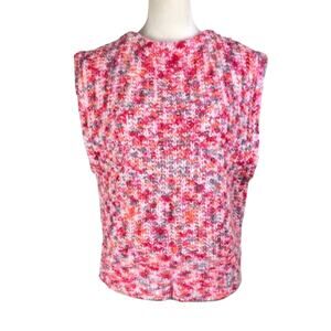 Attic and Barn NWT Wool Knit Pink Multicolor Chunky Knit Open Back Sweater Vest